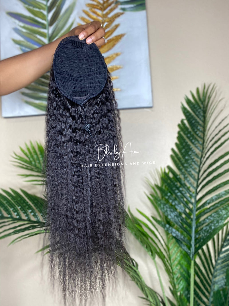 Kinky Straight Blow Out Drawstring Ponytail